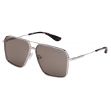 Alexander McQueen - Men's Metal T-Bar Navigator Sunglasses - Silver Brown - Alexander McQueen Eyewear