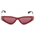Alexander McQueen - Women's Side T-Bar Sunglasses - Red Silver - Alexander McQueen Eyewear