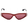 Alexander McQueen - Occhiali da Sole con Fibbia A T Laterale da Donna - Rosso Argento - Alexander McQueen Eyewear