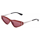 Alexander McQueen - Women's Side T-Bar Sunglasses - Red Silver - Alexander McQueen Eyewear