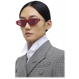 Alexander McQueen - Women's Side T-Bar Sunglasses - Red Silver - Alexander McQueen Eyewear