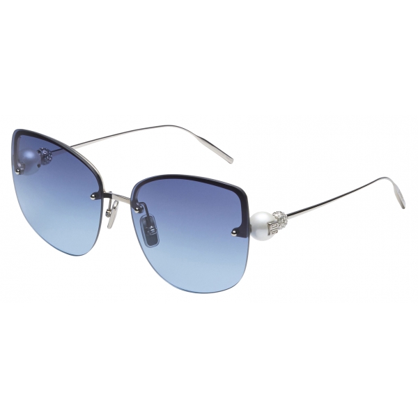 Givenchy - 4G Pearl Sunglasses in Metal with Crystals - Blue Silver - Sunglasses - Givenchy Eyewear