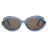 Loewe - Mini Oval Slim Sunglasses - Milky Blue - Loewe Eyewear