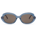 Loewe - Mini Oval Slim Sunglasses - Milky Blue - Loewe Eyewear