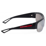 Prada - Prada Linea Rossa Active Collection - Occhiali da Sole Semi-Rimless - Nero Argento Cromato - Prada Collection