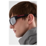 Prada - Prada Linea Rossa Active - Semi-Rimless Sunglasses - Black Silver Chrome - Prada Collection - Sunglasses