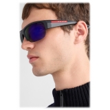 Prada - Prada Linea Rossa Active Collection - Occhiali da Sole Semi-Rimless - Nero Blu Viola - Prada Collection