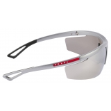 Prada - Prada Linea Rossa Active Collection - Occhiali da Sole Avvolgente - Grigio Luna Rossa Argento Cromato