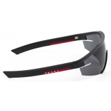 Prada - Prada Linea Rossa Impavid - Wraparound Sunglasses - Black Slate Gray - Prada Collection - Sunglasses