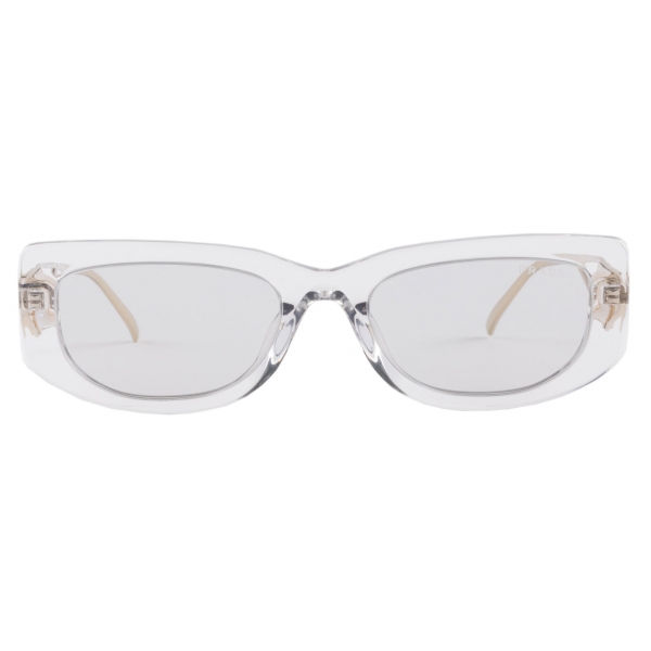 Prada - Prada with The Triangle Logo - Rectangular Sunglasses - Transparent Gray - Prada Collection - Sunglasses