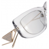 Prada - Prada with The Triangle Logo - Rectangular Sunglasses - Transparent Gray - Prada Collection - Sunglasses