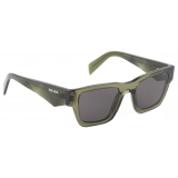Prada - Prada Symbole Collection - Occhiali da Sole Rettangolare - Verde Militare Trasparente Carbonio - Prada