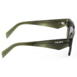 Prada - Prada Symbole Collection - Occhiali da Sole Rettangolare - Verde Militare Trasparente Carbonio - Prada