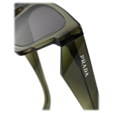 Prada - Prada Symbole Collection - Occhiali da Sole Rettangolare - Verde Militare Trasparente Carbonio - Prada