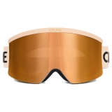 Céline - Maschera da Sci Celine in Nylon Iniettato con Lenti a Specchio - Nudo - Occhiali da Sole - Céline Eyewear
