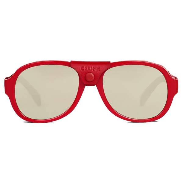 Céline - Occhiali da Sole Black Frame 57 in Acetato e Pelle - Rosso - Occhiali da Sole - Céline Eyewear