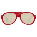 Céline - Black Frame 57 Sunglasses in Acetate with Leather - Red - Sunglasses - Céline Eyewear