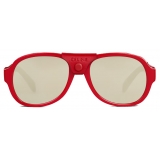 Céline - Black Frame 57 Sunglasses in Acetate with Leather - Red - Sunglasses - Céline Eyewear