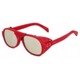 Céline - Black Frame 57 Sunglasses in Acetate with Leather - Red - Sunglasses - Céline Eyewear