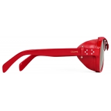 Céline - Black Frame 57 Sunglasses in Acetate with Leather - Red - Sunglasses - Céline Eyewear