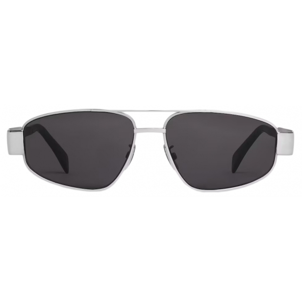 Céline - Occhiali da Sole Triomphe Metal 03 in Metallo - Argento Fumo - Occhiali da Sole - Céline Eyewear