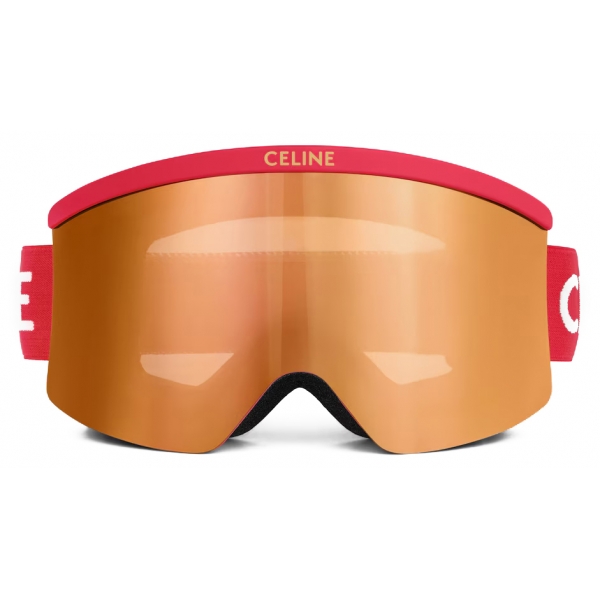 Céline - Maschera da Sci Celine in Nylon Iniettato con Lenti a Specchio - Rosso - Occhiali da Sole - Céline Eyewear