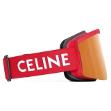 Céline - Maschera da Sci Celine in Nylon Iniettato con Lenti a Specchio - Rosso - Occhiali da Sole - Céline Eyewear