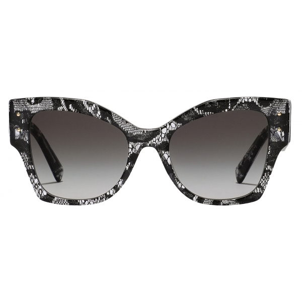 Dolce & Gabbana - Occhiale da Sole DG Logo Plaque - Pizzo Nero Grigio Sfumato - Dolce & Gabbana Eyewear