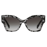 Dolce & Gabbana - Occhiale da Sole DG Logo Plaque - Pizzo Nero Grigio Sfumato - Dolce & Gabbana Eyewear