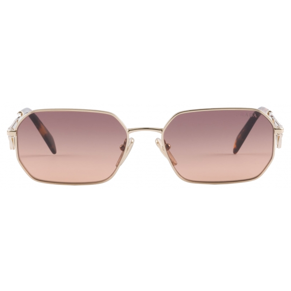 Prada - Prada Triangle Logo - Rectangular Sunglasses - Pale Gold Caramel Gradient - Prada Collection - Sunglasses