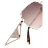 Prada - Prada Triangle Logo - Rectangular Sunglasses - Pale Gold Caramel Gradient - Prada Collection - Sunglasses