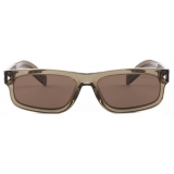 Prada - Prada Iconic Metal Plaque - Rectangular Sunglasses - Transparent Brown Walnut - Prada Collection - Sunglasses