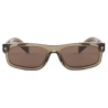 Prada - Prada Iconic Metal Plaque - Rectangular Sunglasses - Transparent Brown Walnut - Prada Collection - Sunglasses