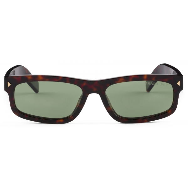Prada - Prada Iconic Metal Plaque - Rectangular Sunglasses - Briarwood Tortoiseshell Willow Green - Prada Collection