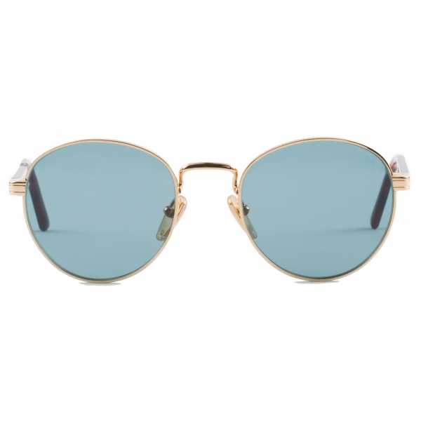 Prada - Prada Iconic Metal Plaque - Aviator Sunglasses - Pale Gold Lake Blue - Prada Collection - Sunglasses - Prada