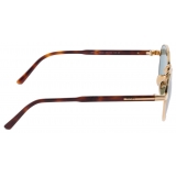 Prada - Prada Iconic Metal Plaque - Aviator Sunglasses - Pale Gold Lake Blue - Prada Collection - Sunglasses - Prada
