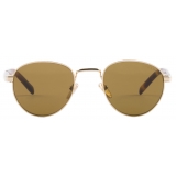 Prada - Prada Iconic Metal Plaque - Round Sunglasses - Pale Gold Loden Green - Prada Collection - Sunglasses