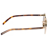 Prada - Prada Iconic Metal Plaque - Round Sunglasses - Pale Gold Loden Green - Prada Collection - Sunglasses