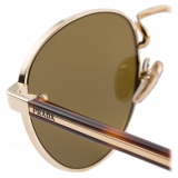 Prada - Prada Iconic Metal Plaque - Round Sunglasses - Pale Gold Loden Green - Prada Collection - Sunglasses