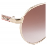 Prada - Prada Iconic Metal Plaque - Round Sunglasses - Pale Gold Dark Brown Gradient - Prada Collection - Sunglasses