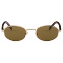 Prada - Prada Iconic Metal Plaque - Oval Sunglasses - Pale Gold Loden Green - Prada Collection - Sunglasses - Prada