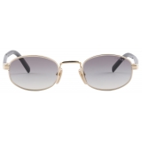 Prada - Prada Iconic Metal Plaque - Oval Sunglasses - Pale Gold Slate Grey - Prada Collection - Sunglasses - Prada Eyewear