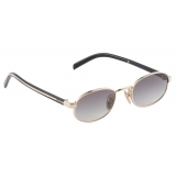 Prada - Prada Iconic Metal Plaque - Oval Sunglasses - Pale Gold Slate Grey - Prada Collection - Sunglasses - Prada Eyewear