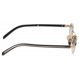 Prada - Prada Iconic Metal Plaque - Oval Sunglasses - Pale Gold Slate Grey - Prada Collection - Sunglasses - Prada Eyewear