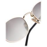Prada - Prada Iconic Metal Plaque - Oval Sunglasses - Pale Gold Slate Grey - Prada Collection - Sunglasses - Prada Eyewear