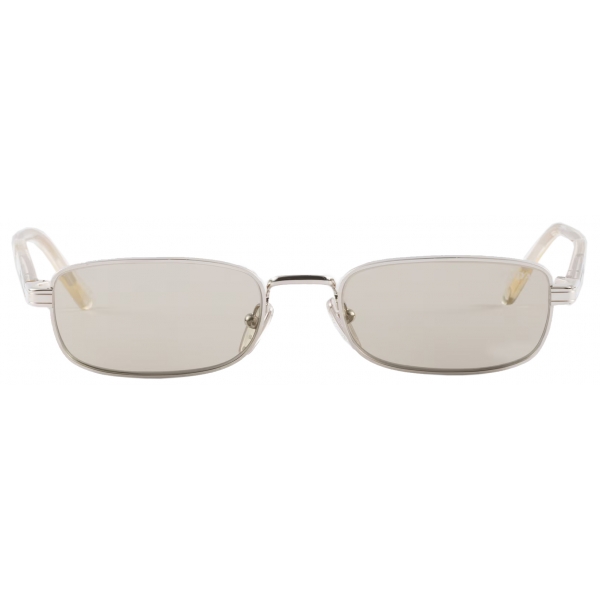 Prada - Prada Iconic Metal Plaque - Oval Sunglasses - Pale Gold Slate Grey - Prada Collection - Sunglasses - Prada