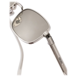 Prada - Prada Iconic Metal Plaque - Oval Sunglasses - Pale Gold Slate Grey - Prada Collection - Sunglasses - Prada