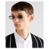 Prada - Prada Iconic Metal Plaque - Oval Sunglasses - Pale Gold Slate Grey - Prada Collection - Sunglasses - Prada