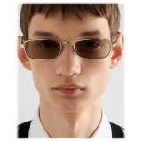 Prada - Prada Iconic Metal Plaque - Oval Sunglasses - Pale Gold Slate Grey - Prada Collection - Sunglasses - Prada