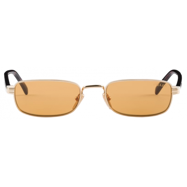 Prada - Prada Iconic Metal Plaque - Rectangular Sunglasses - Gold Honey - Prada Collection - Sunglasses - Prada